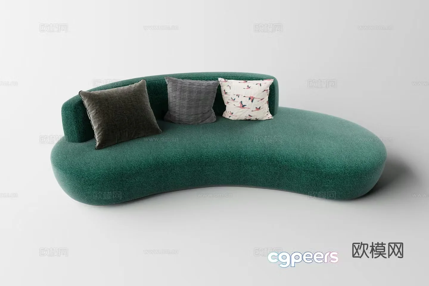 Modern minimalist curved sofa 3d model