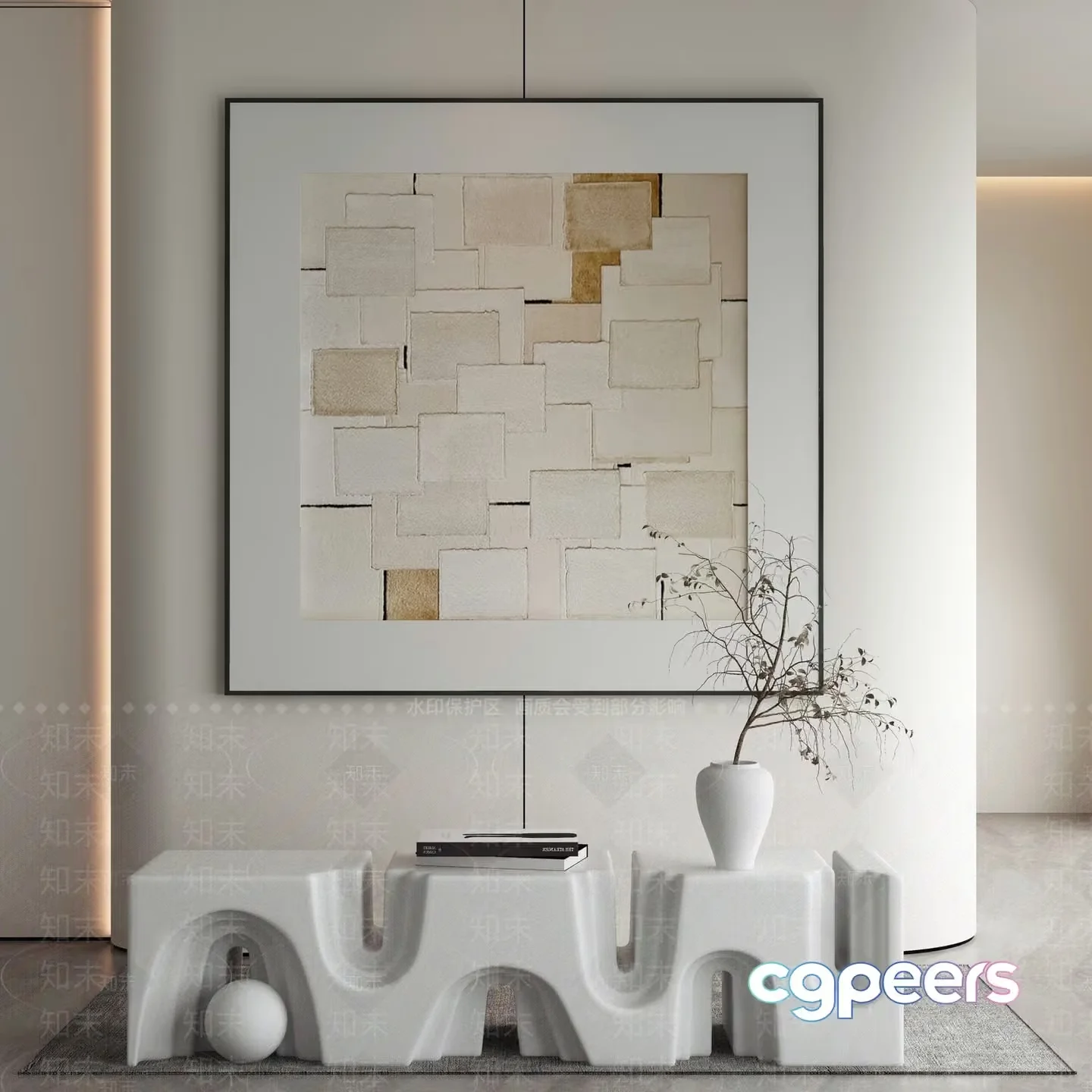 Modern Living Room 3D Model – 111 – VRAY Render