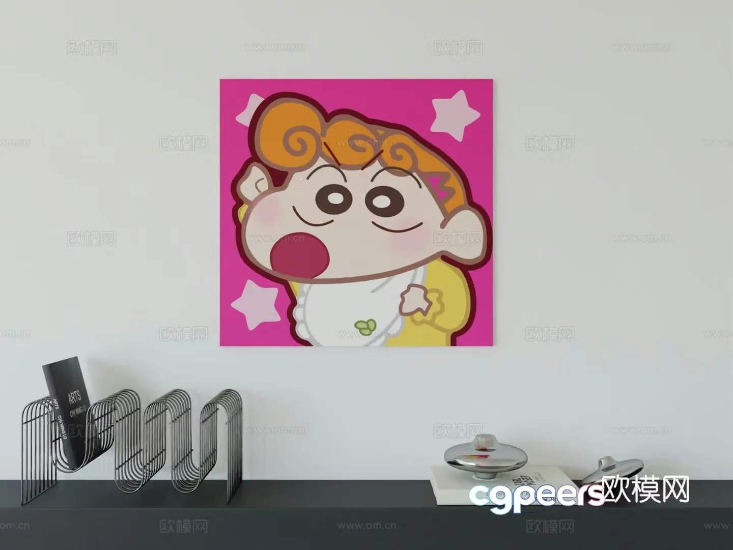 Modern minimalist cute cartoon character boy room girl room hanging painting 3d model