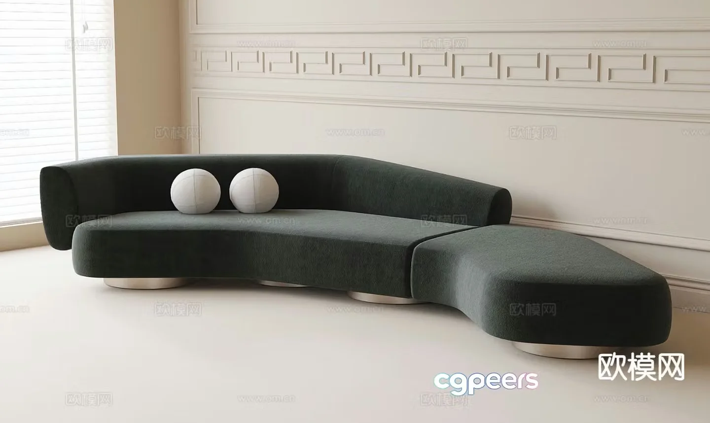 Modern curved sofa multi-person sofa 3d model