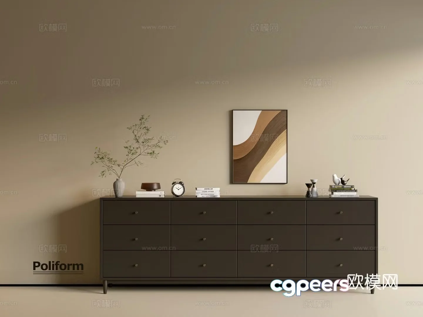 Modern black cabinet ins wind side cabinet chest cabinet low cabinet whole cabinet dining side cabinet balcony cabinet 3d model
