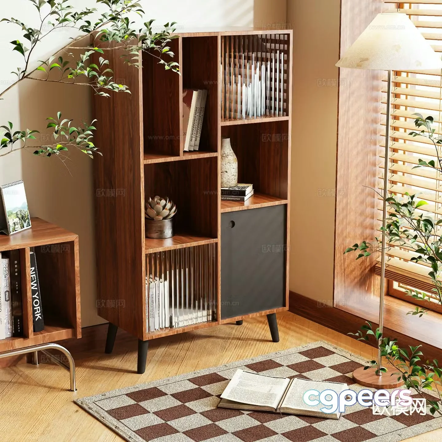 Medieval style bookshelf bookcase 3d model