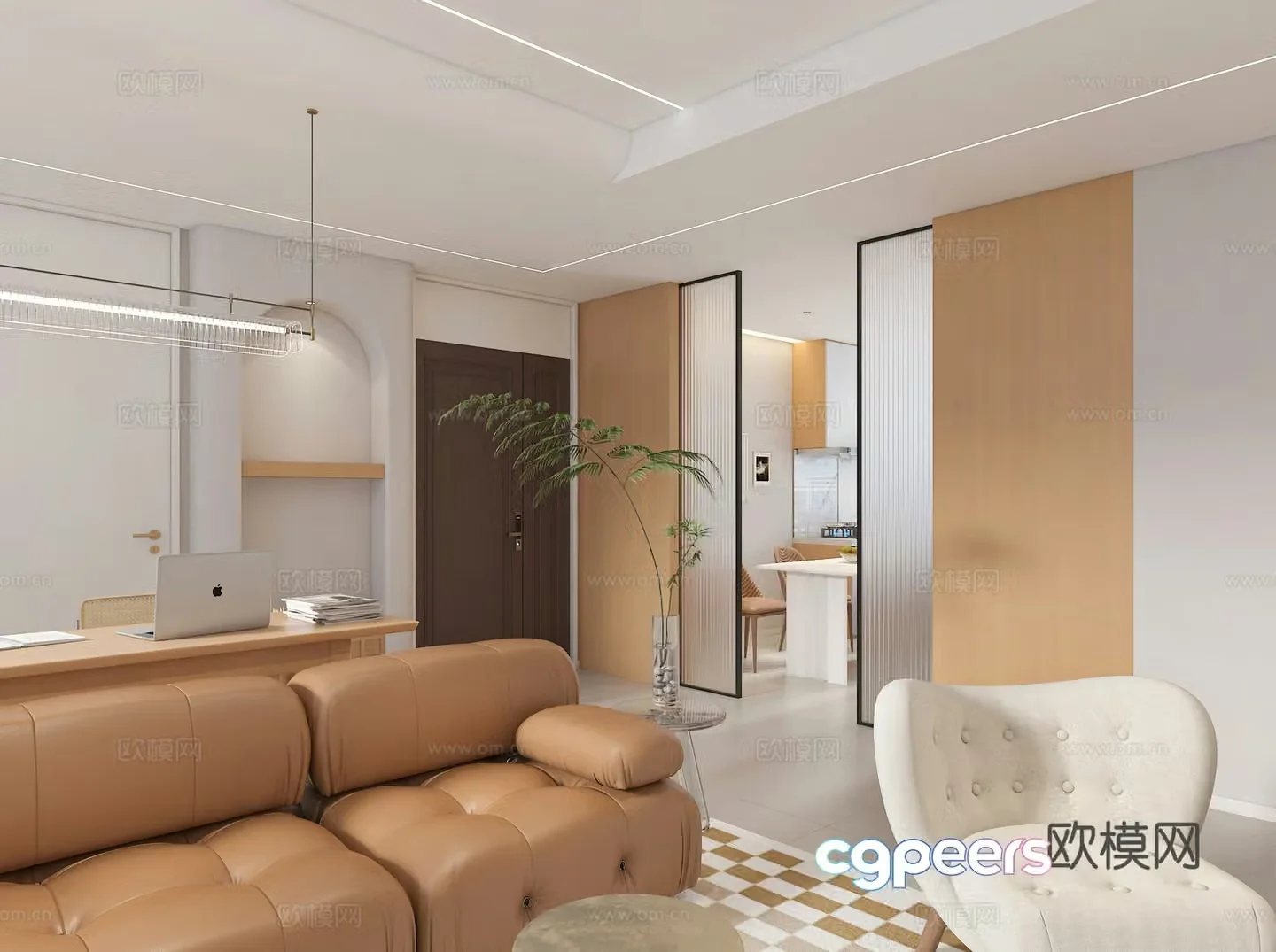 Modern living room Combination sofa Leisure chair Cream style leisure chair Ornament Decoration Vase 3D model