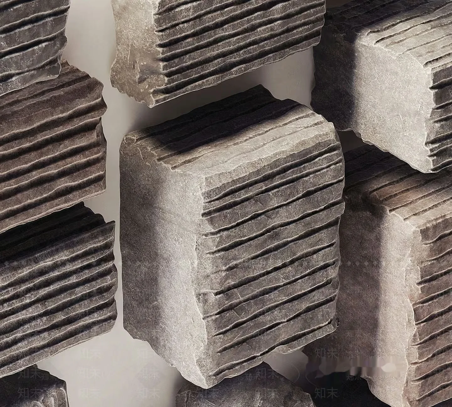 Gray Stone Blocks 3D Model – 10137 – VRAY Render