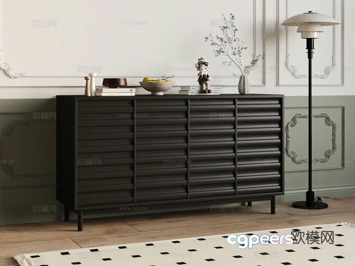 French entryway cabinet side cabinet 3d model
