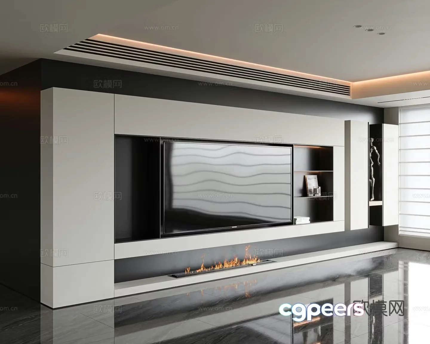 Italian TV background wall Living room TV background wall Hanging TV background wall Embedded TV wall 3d model