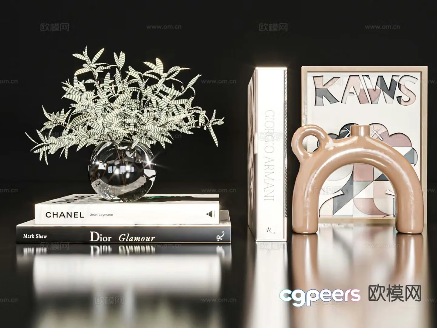 Light luxury books vases accessories 3D model