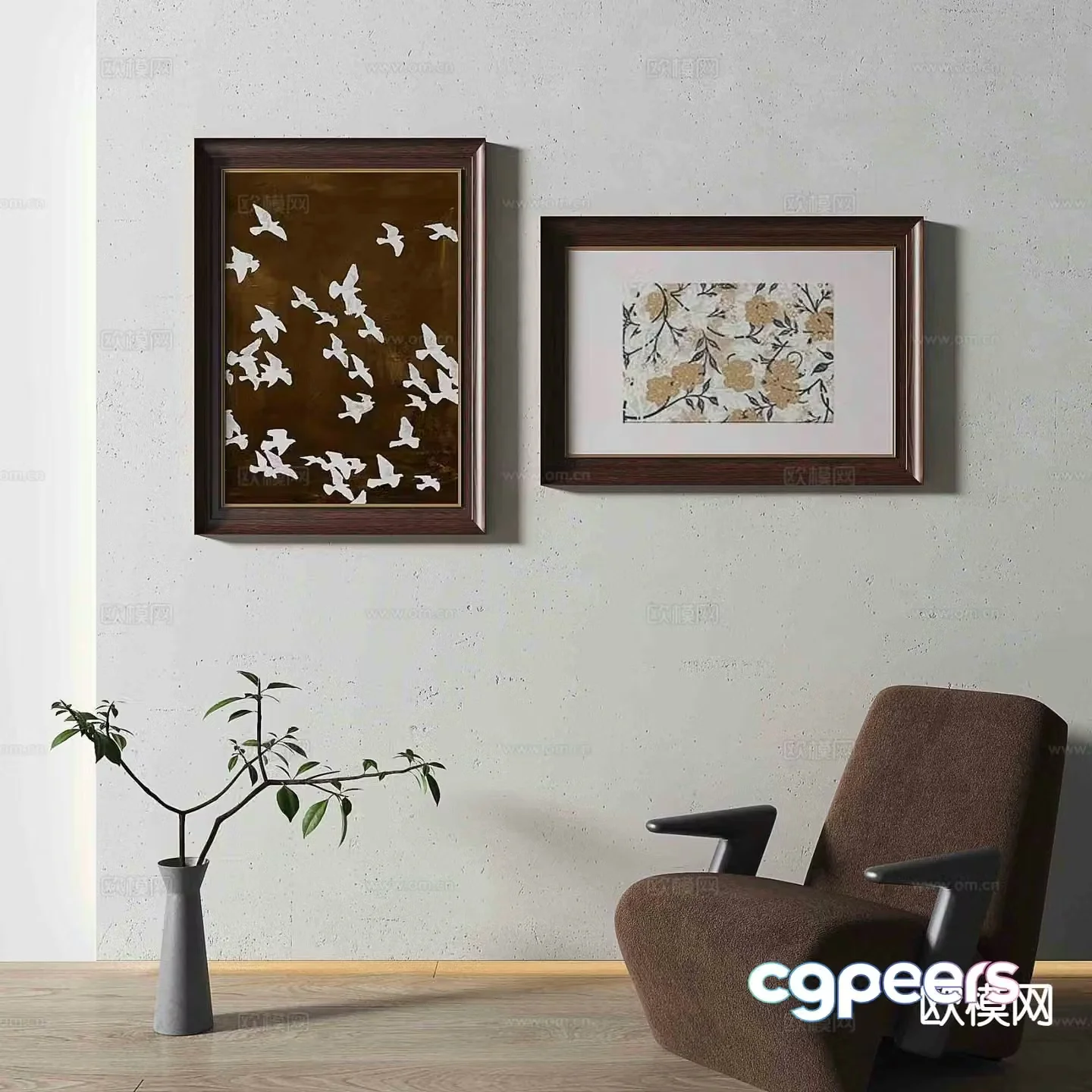 Simple European retro painting decorative painting 3D model