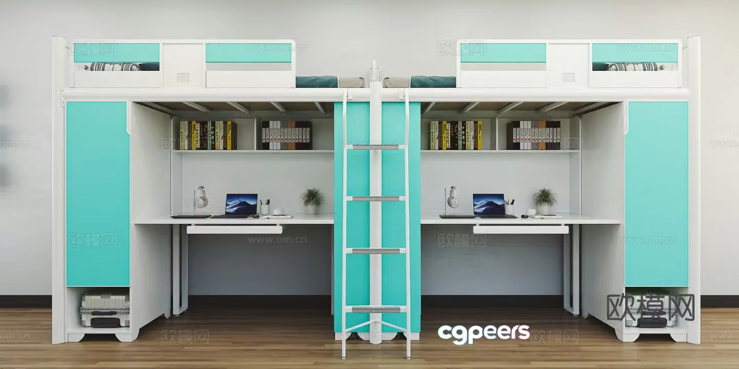 Apartment bed bed student dormitory student apartment 3d model