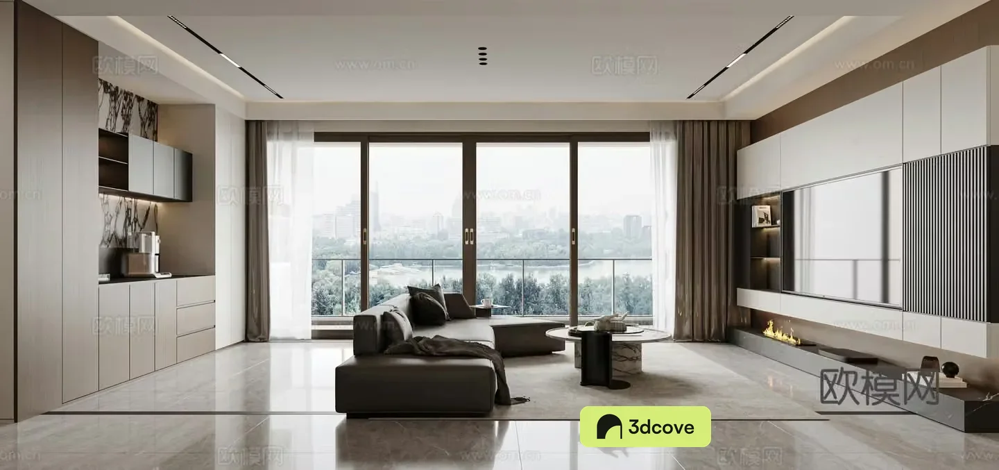 Modern living room Combination sofa Wine cabinet Modern living room Light luxury Italian living room
