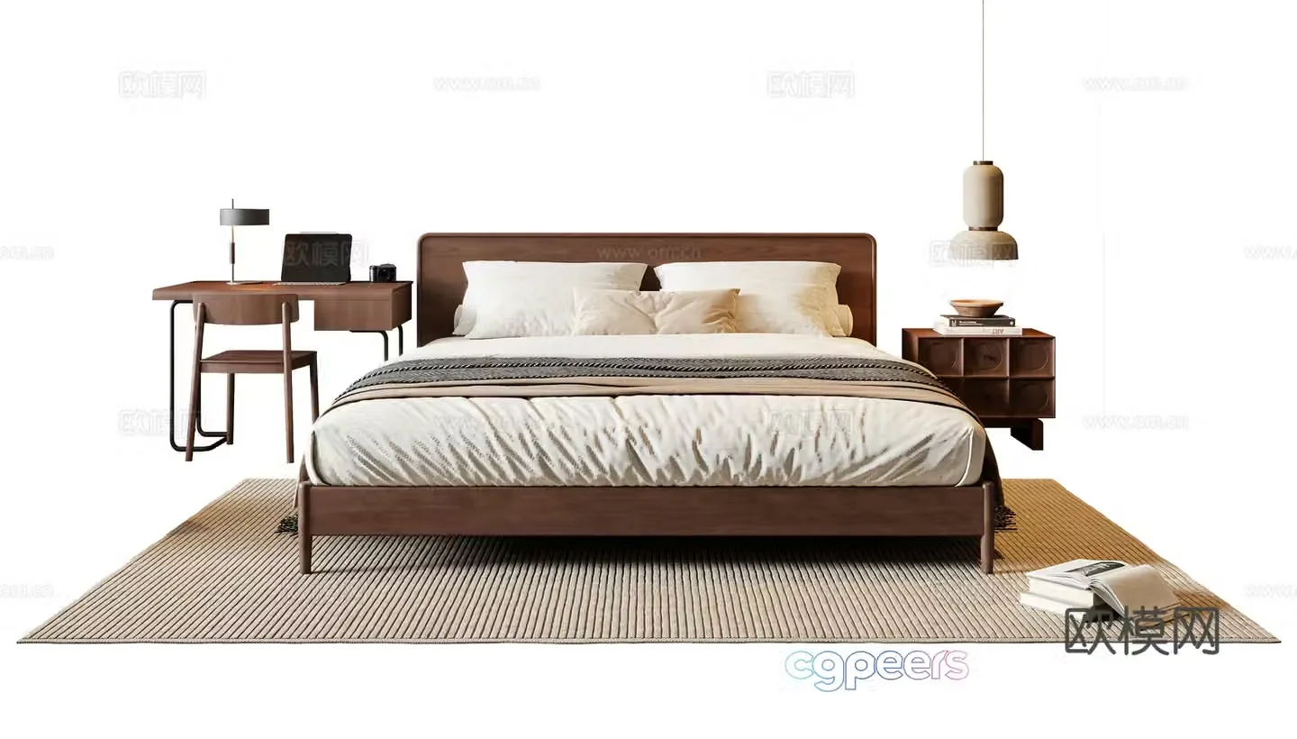 Middle-aged double bed 3D model