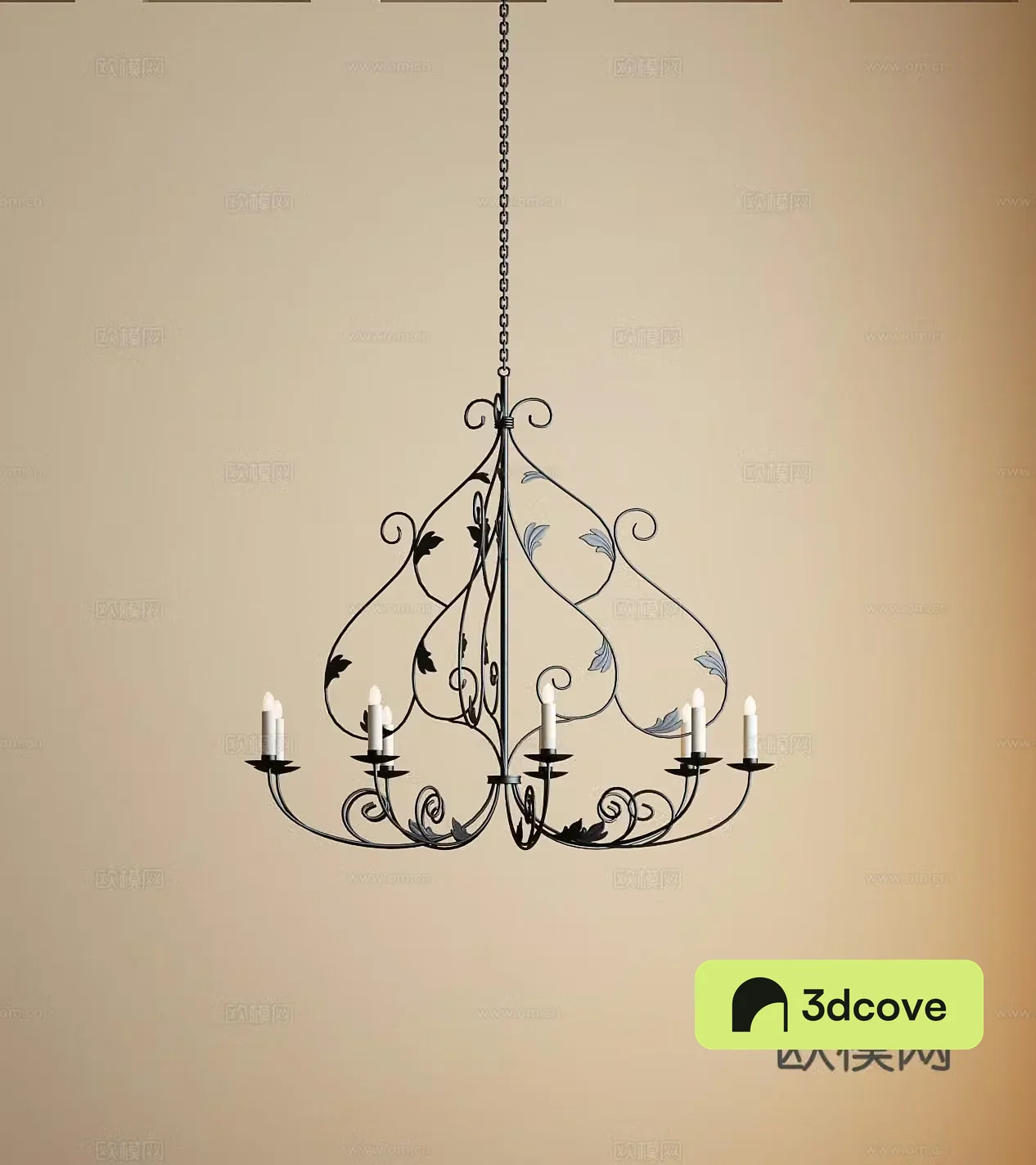 Modern American Wrought Iron Chandelier