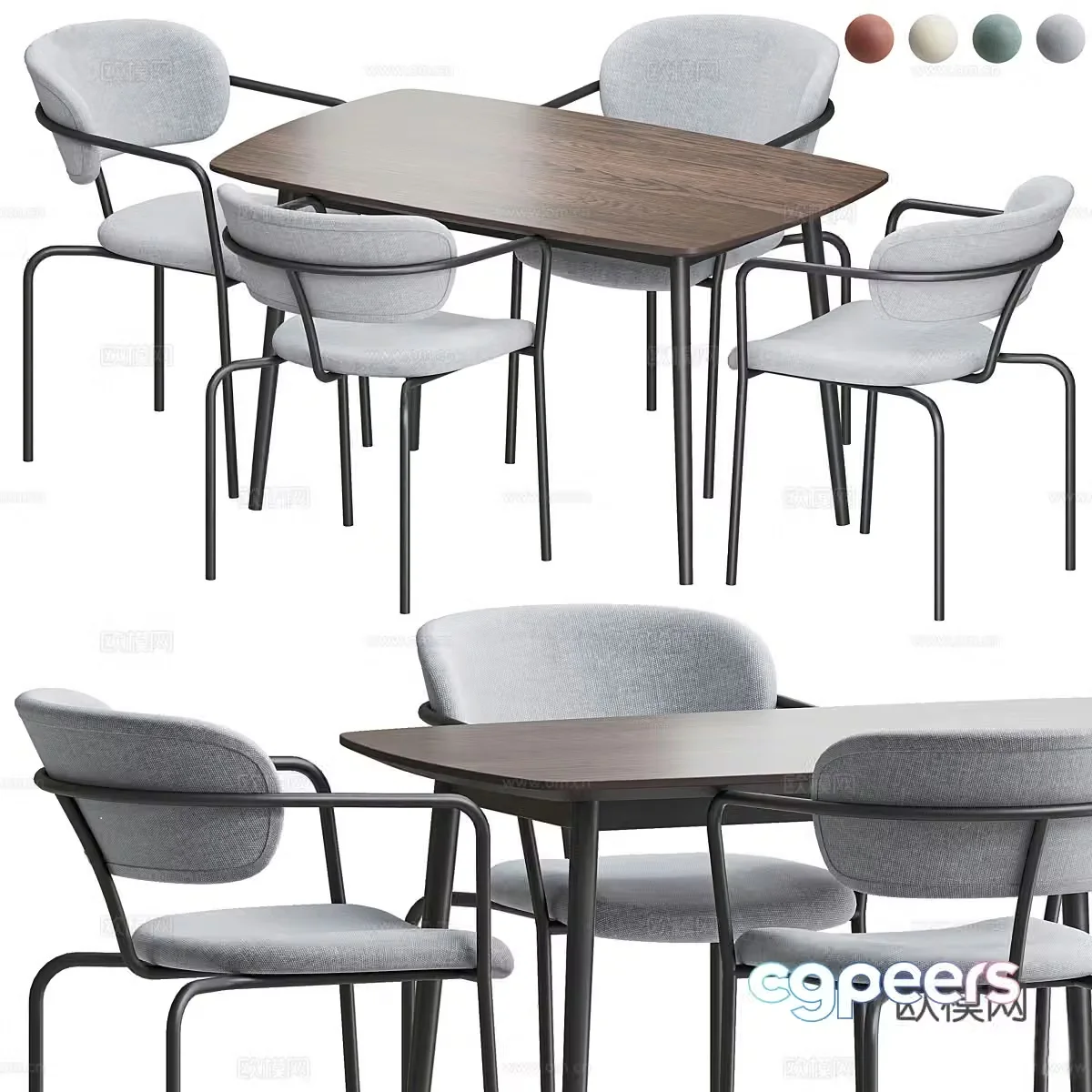 New Chinese style leisure table and chair negotiation table and chair 3D model