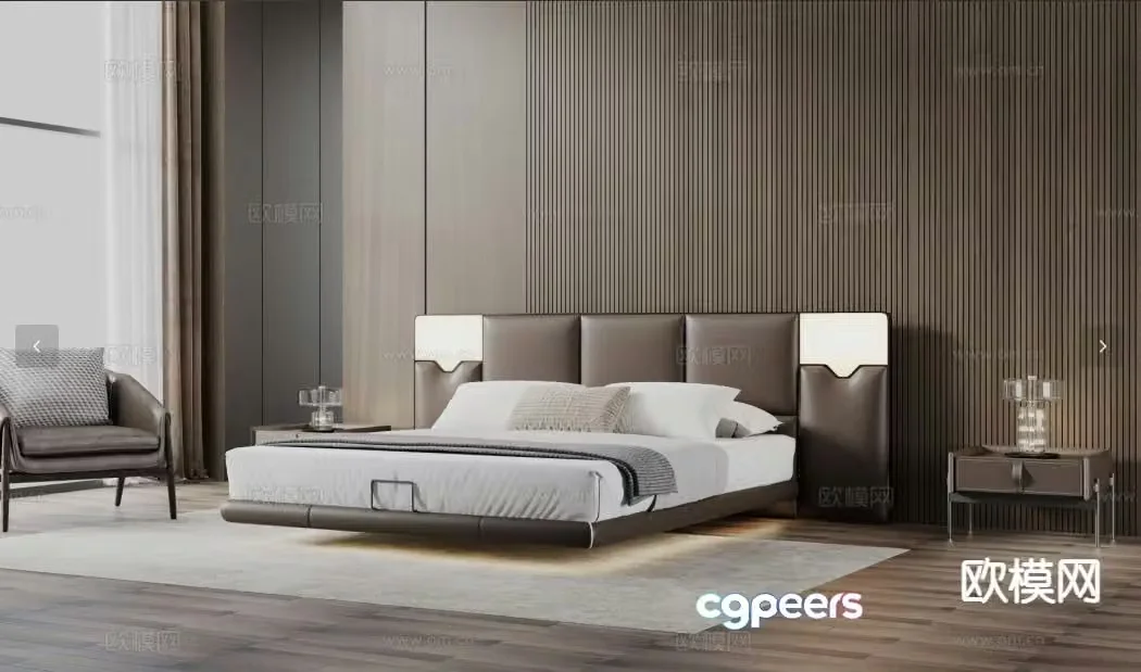 Italian double bed 3d model