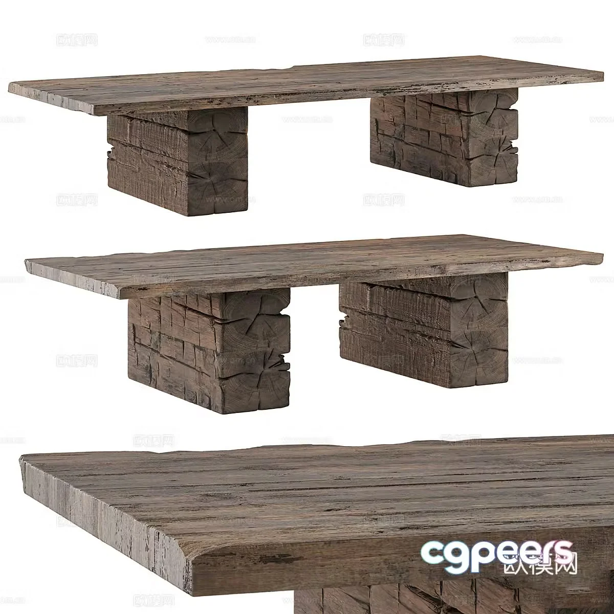 New Chinese style Wasabi old wooden coffee table 3D model