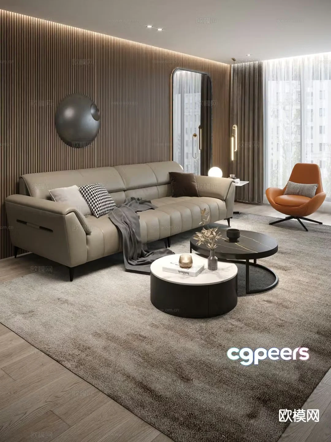 Italian sectional sofa leather sofa 3d model