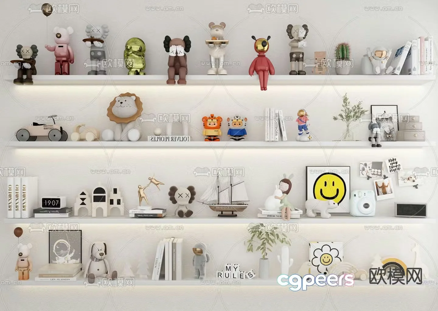 Children’s ornaments cartoon toys dolls books alarm clock 3D model