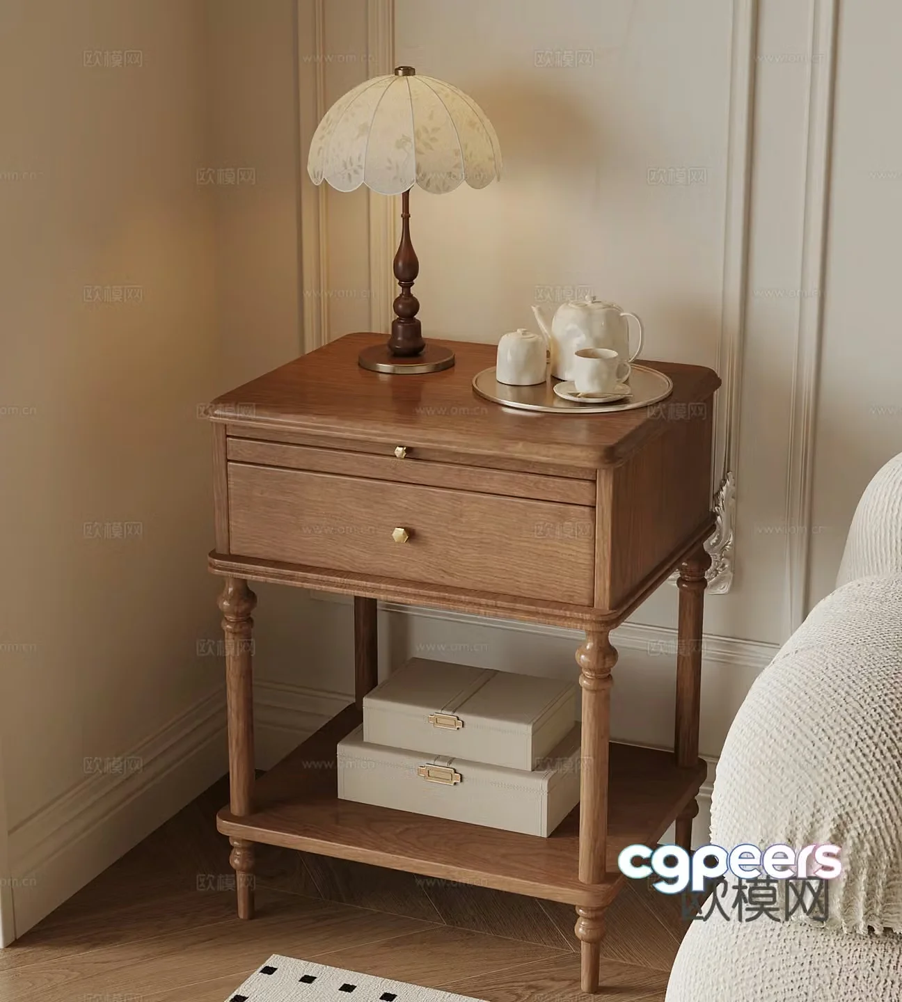 Side cabinet French medieval style side cabinet porch cabinet 3D model