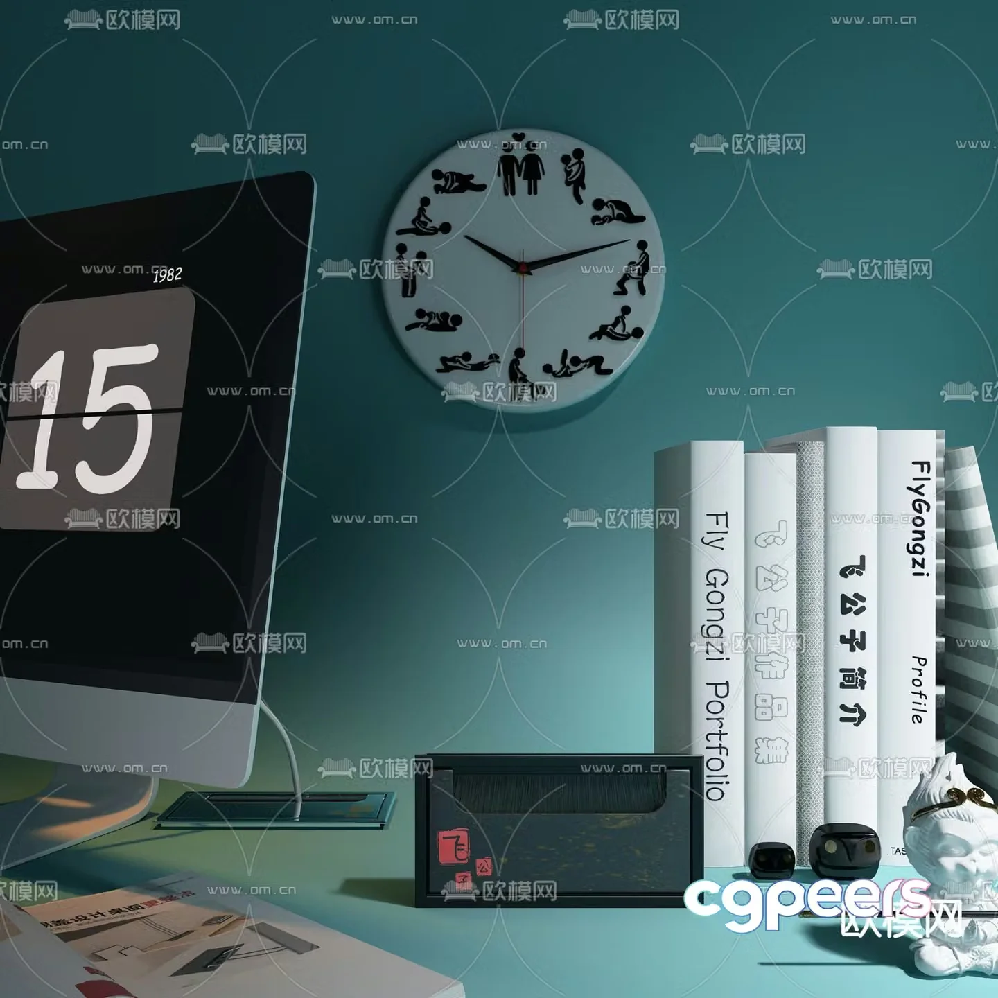 notebook books office supplies 3d model