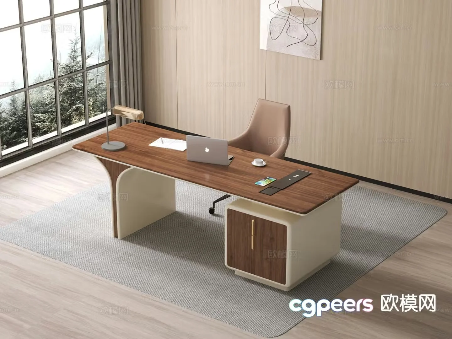 Modern office desk boss desk 3d model
