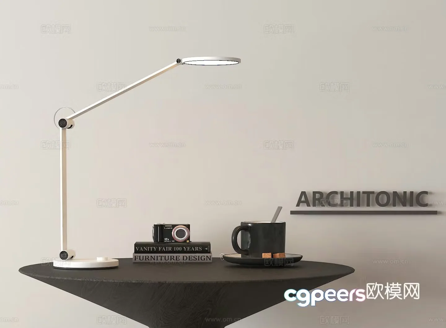 Desk lamp desk reading table water cup 3D model