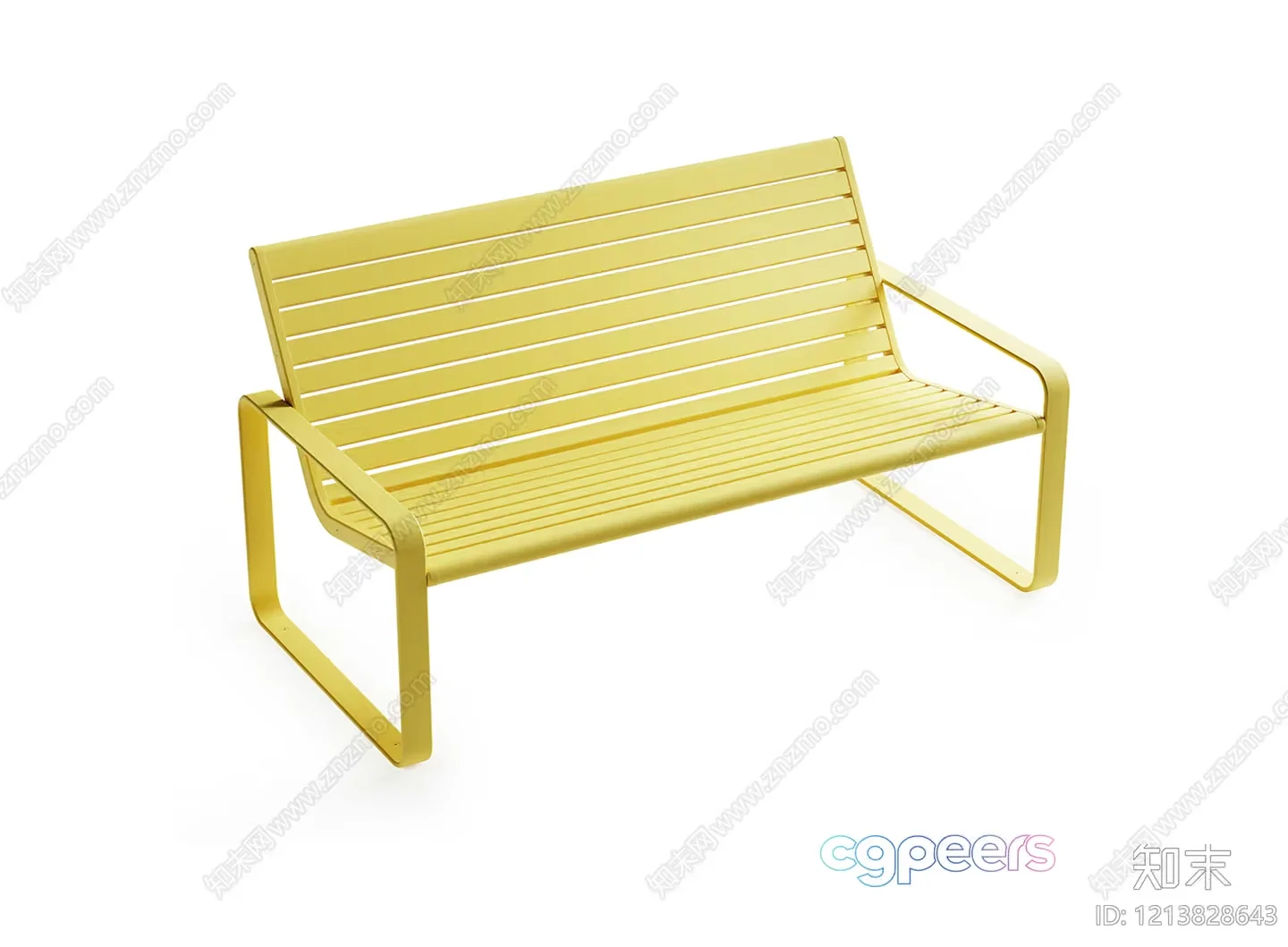 A Yellow Bench With A Simple Design 3D Model – 17761 – VRAY Render