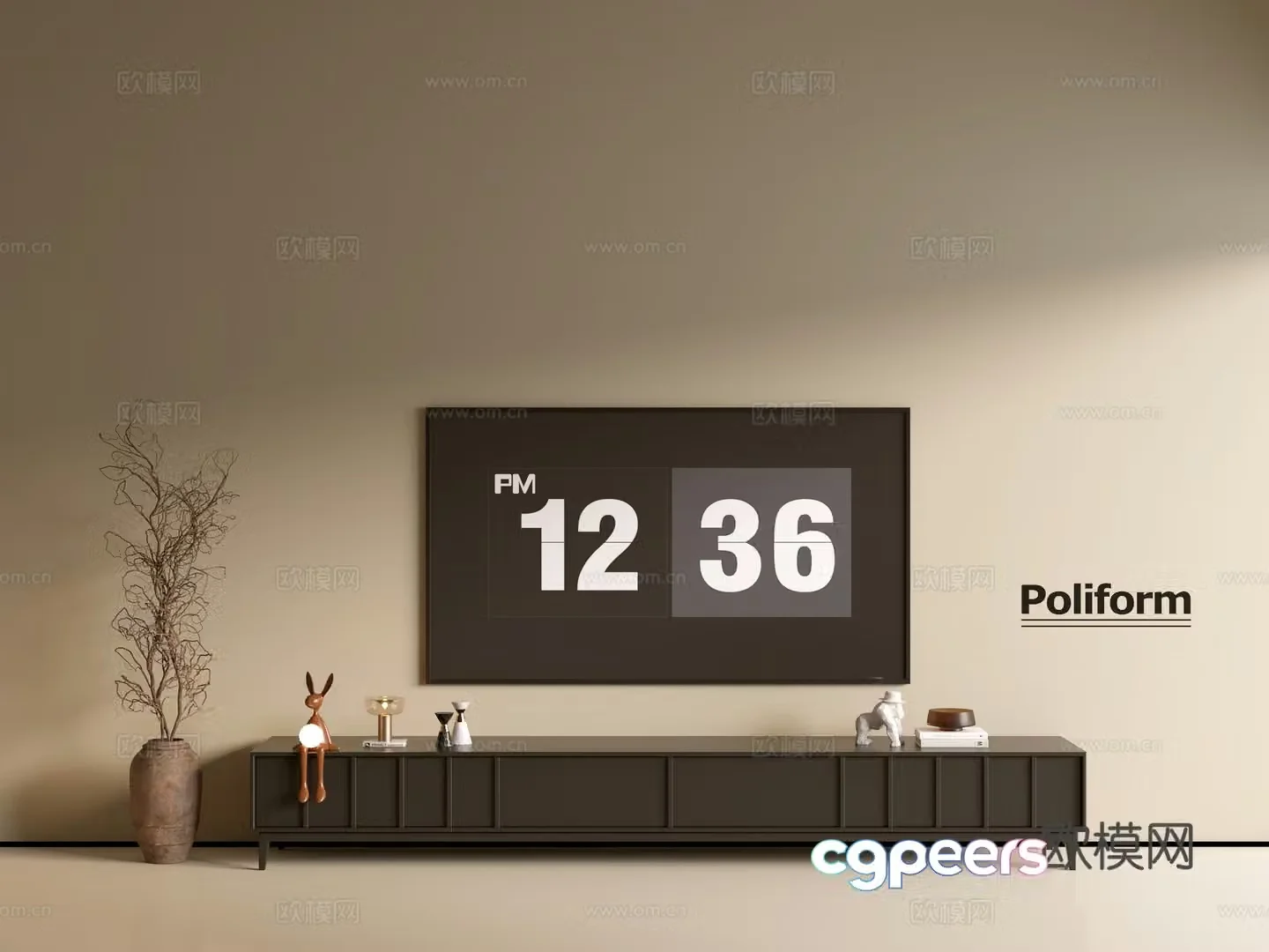 Modern black TV cabinet ins style minimalist wind cabinet whole cabinet sideboard balcony cabinet 3d model