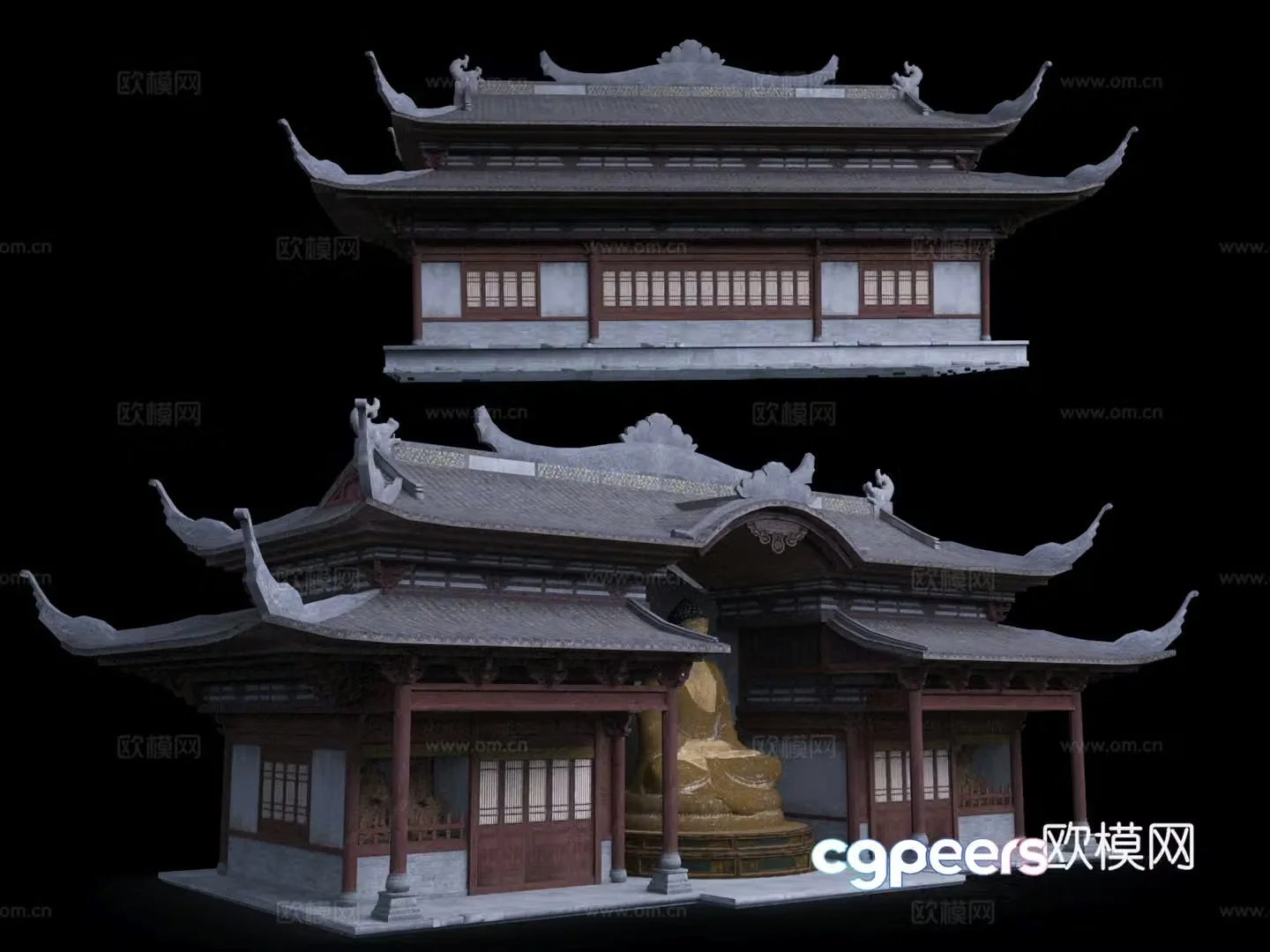 Ancient shops Ancient houses Walled buildings Ancient buildings along the streets Asian Chinese style City Tower 3D model
