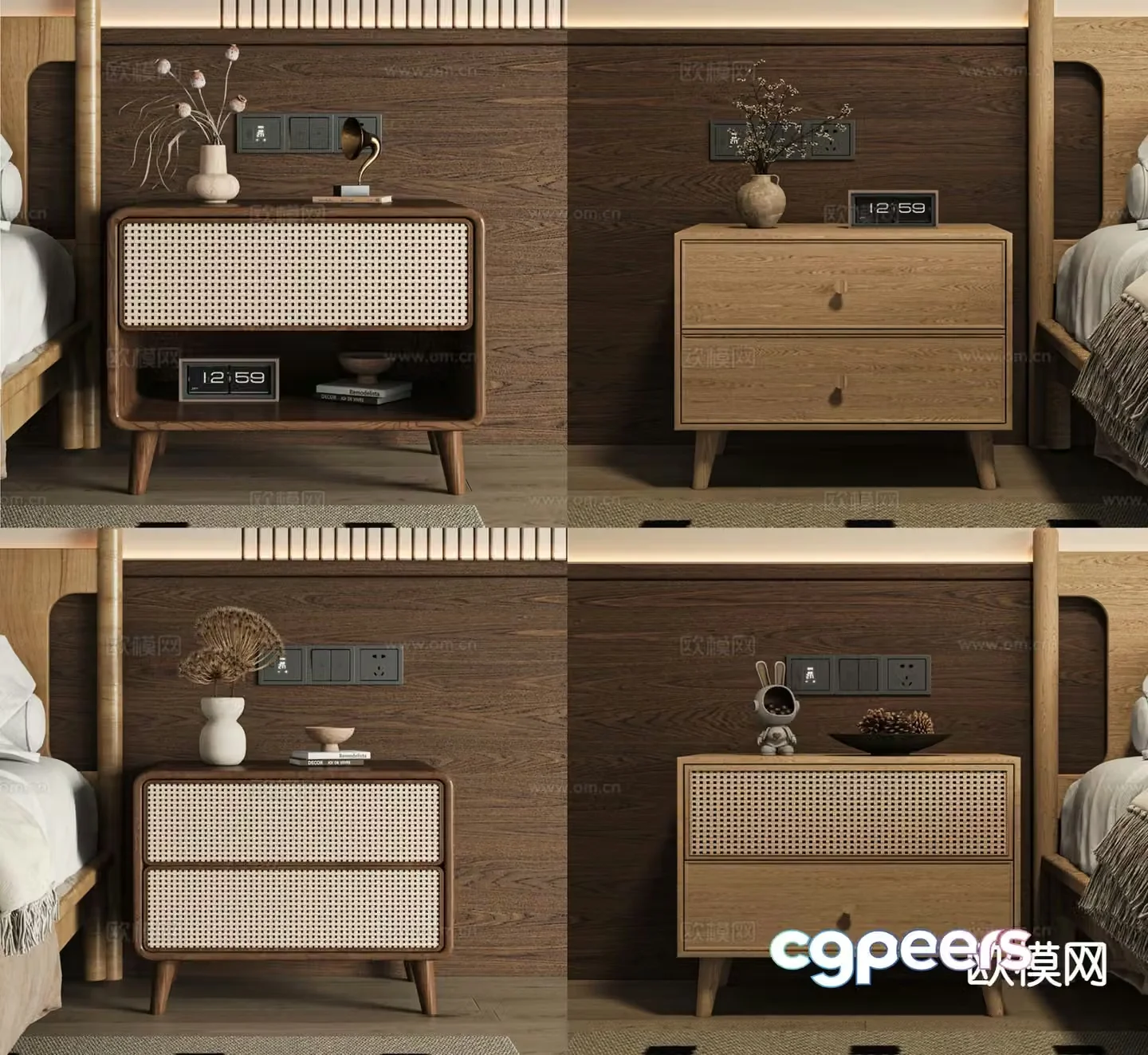 Wabi-sabi style bedside table 3d model