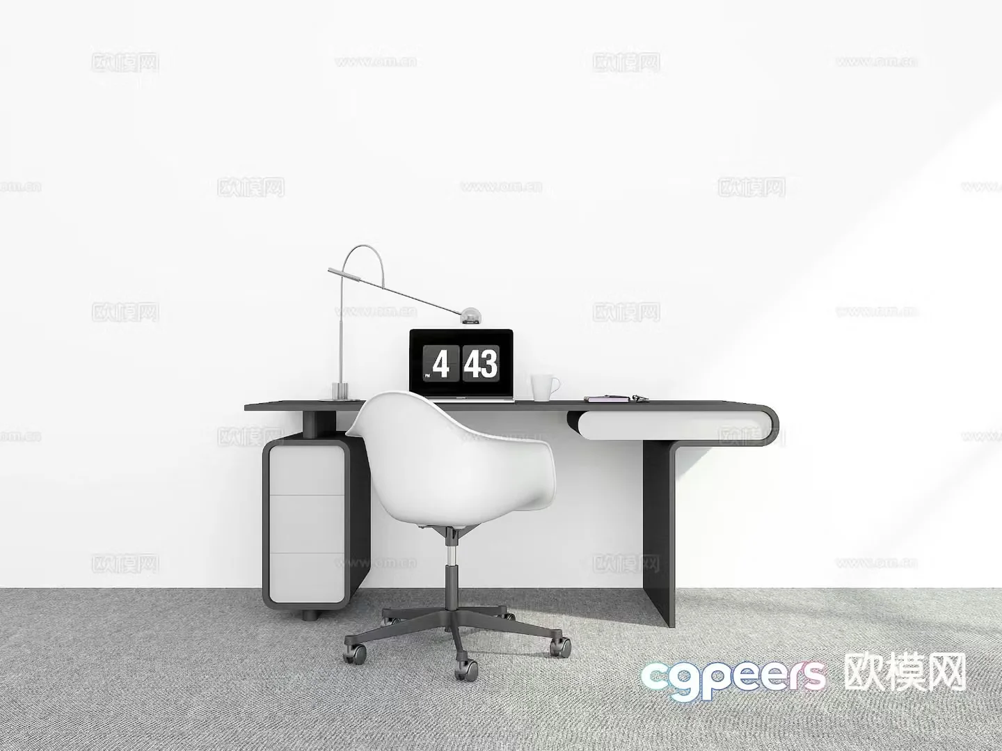 modern desk writing desk 3d model