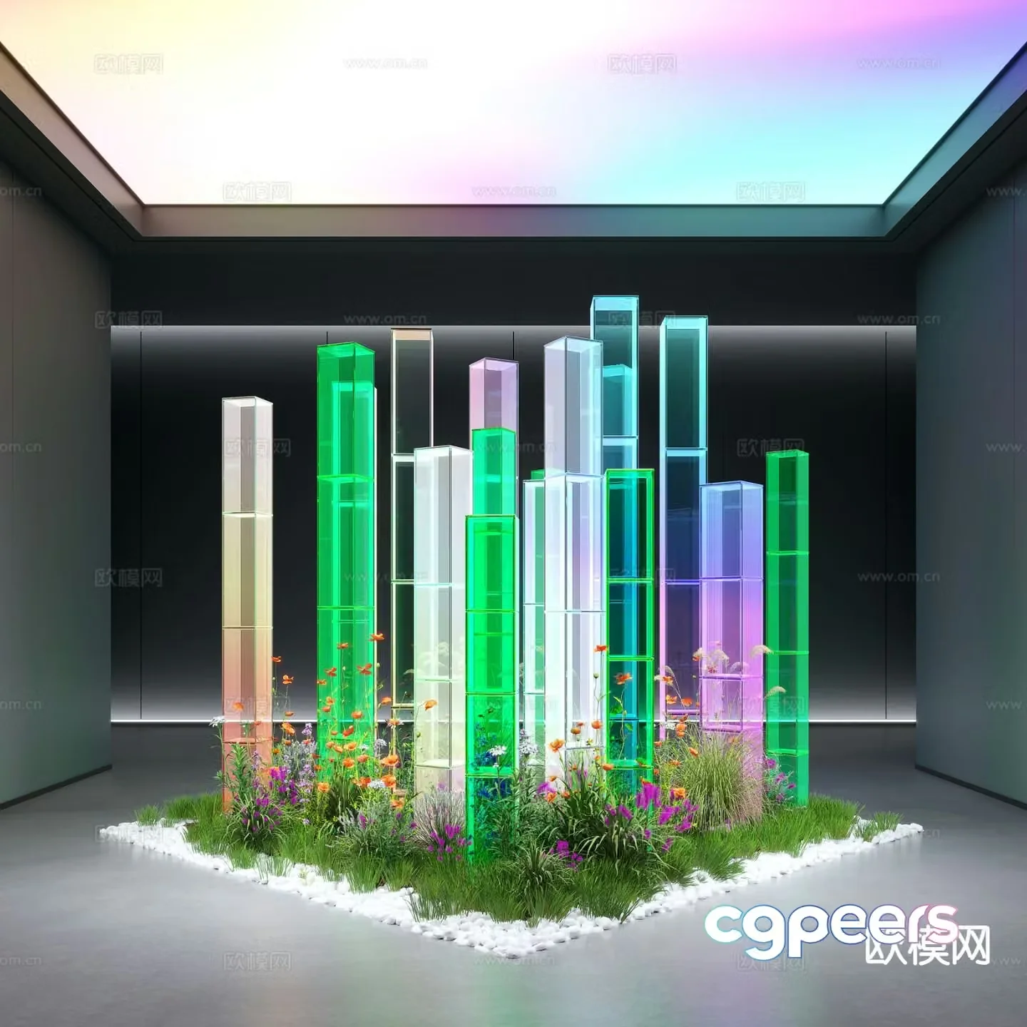 Modern indoor landscape landscaping artistic landscaping 3d model