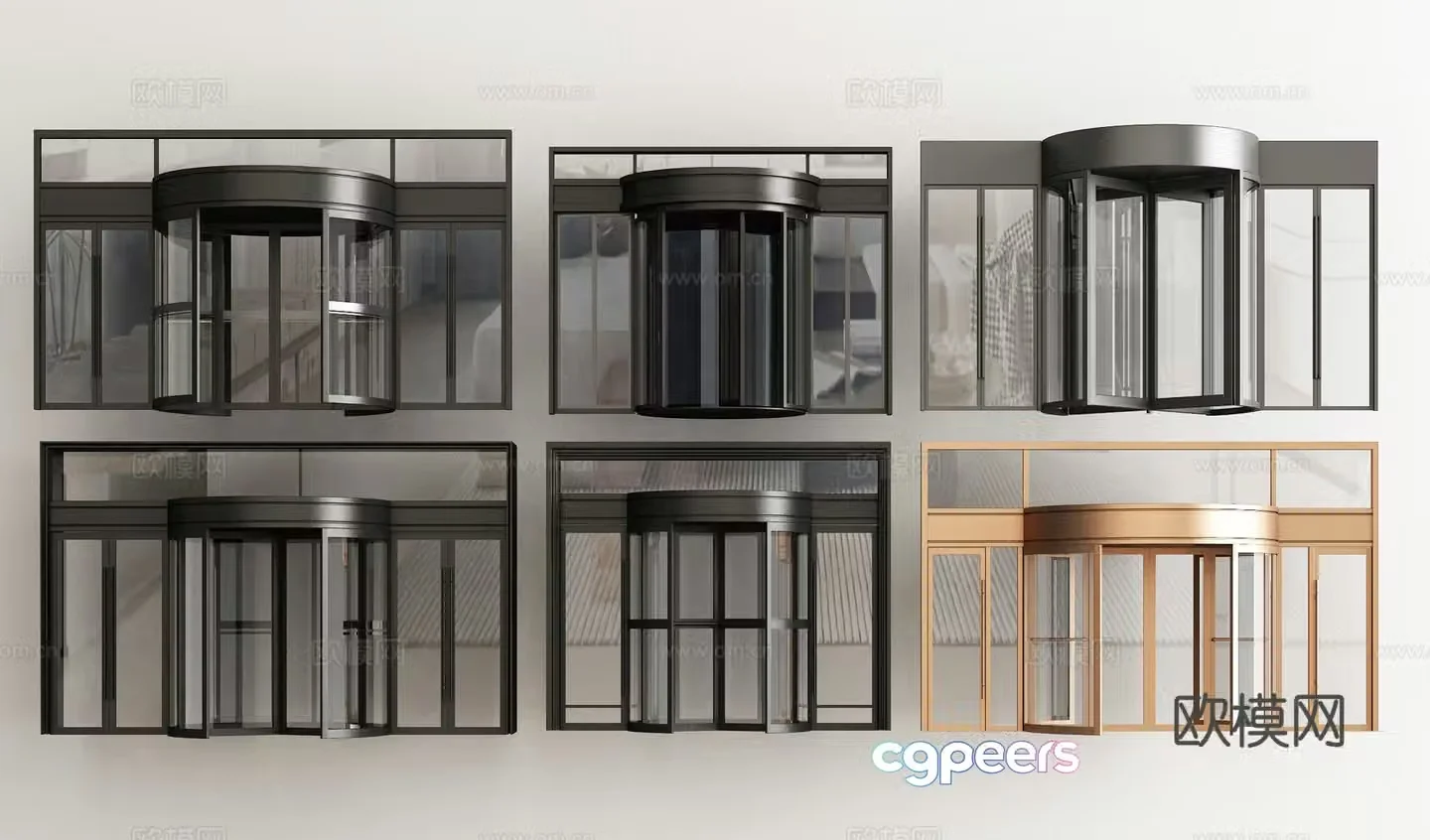 Automatic revolving door Induction door Glass revolving door 3D model