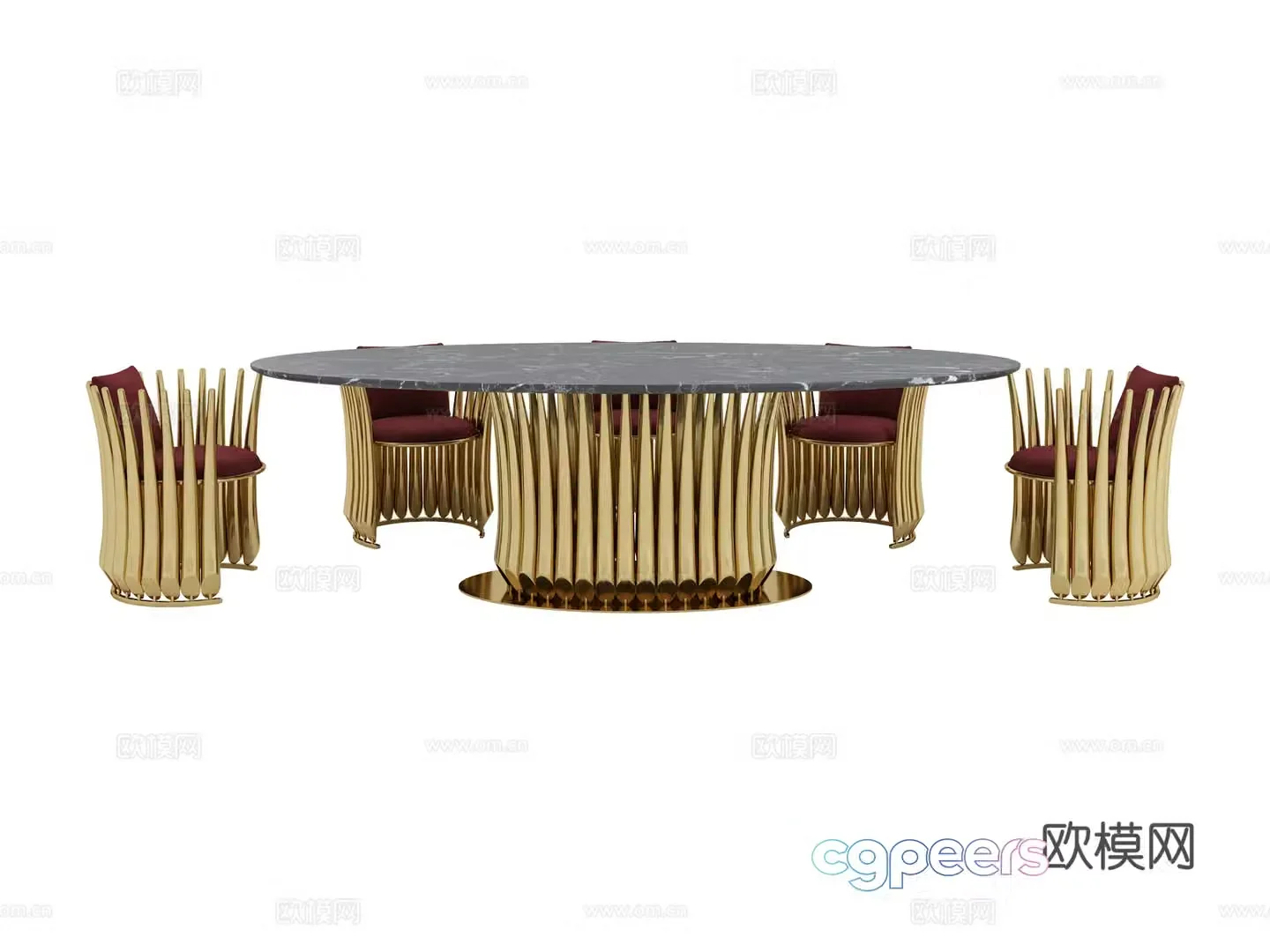 visionnaire dining table and chairs 3d model