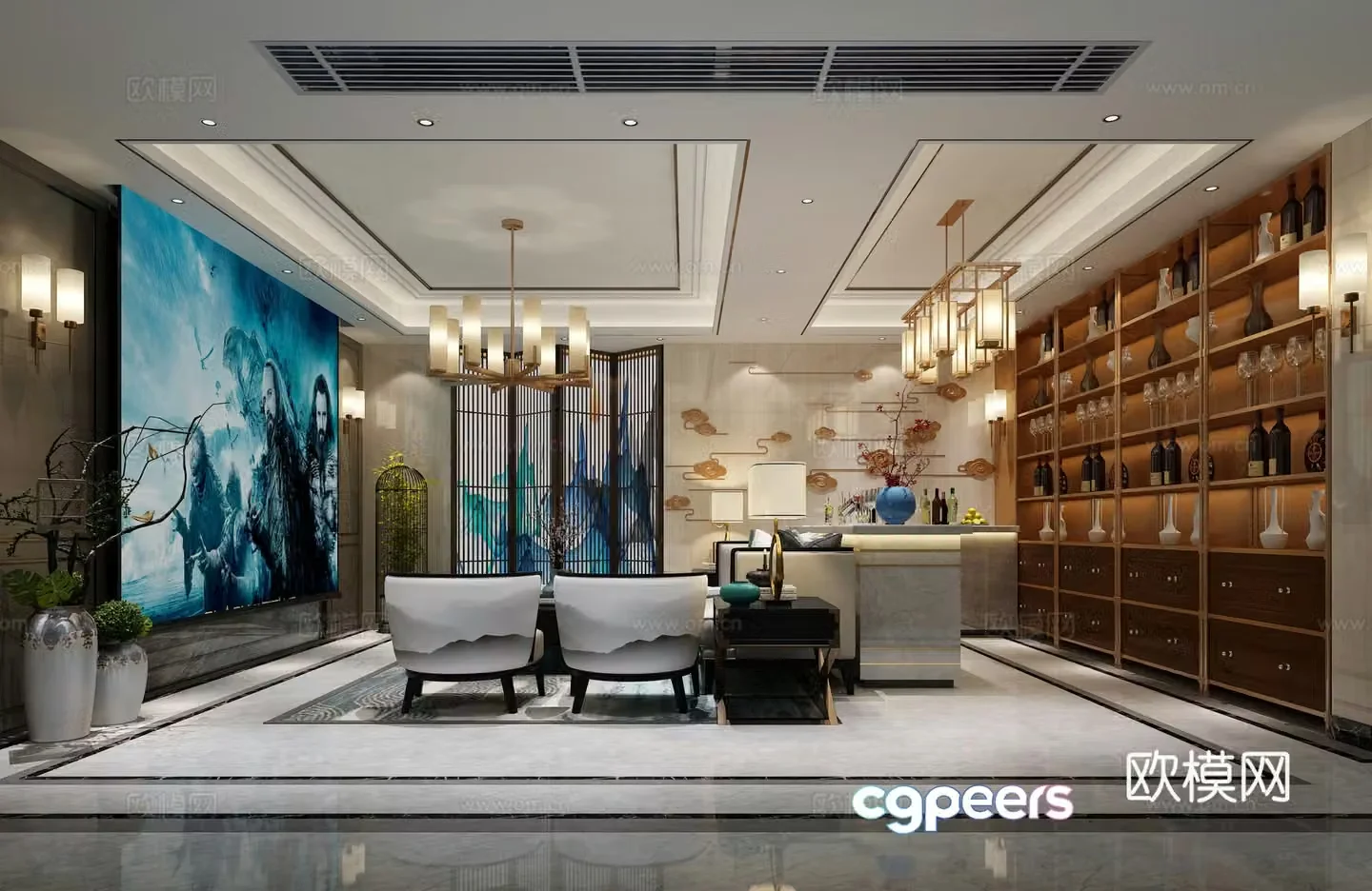 New Chinese style living room 3d model