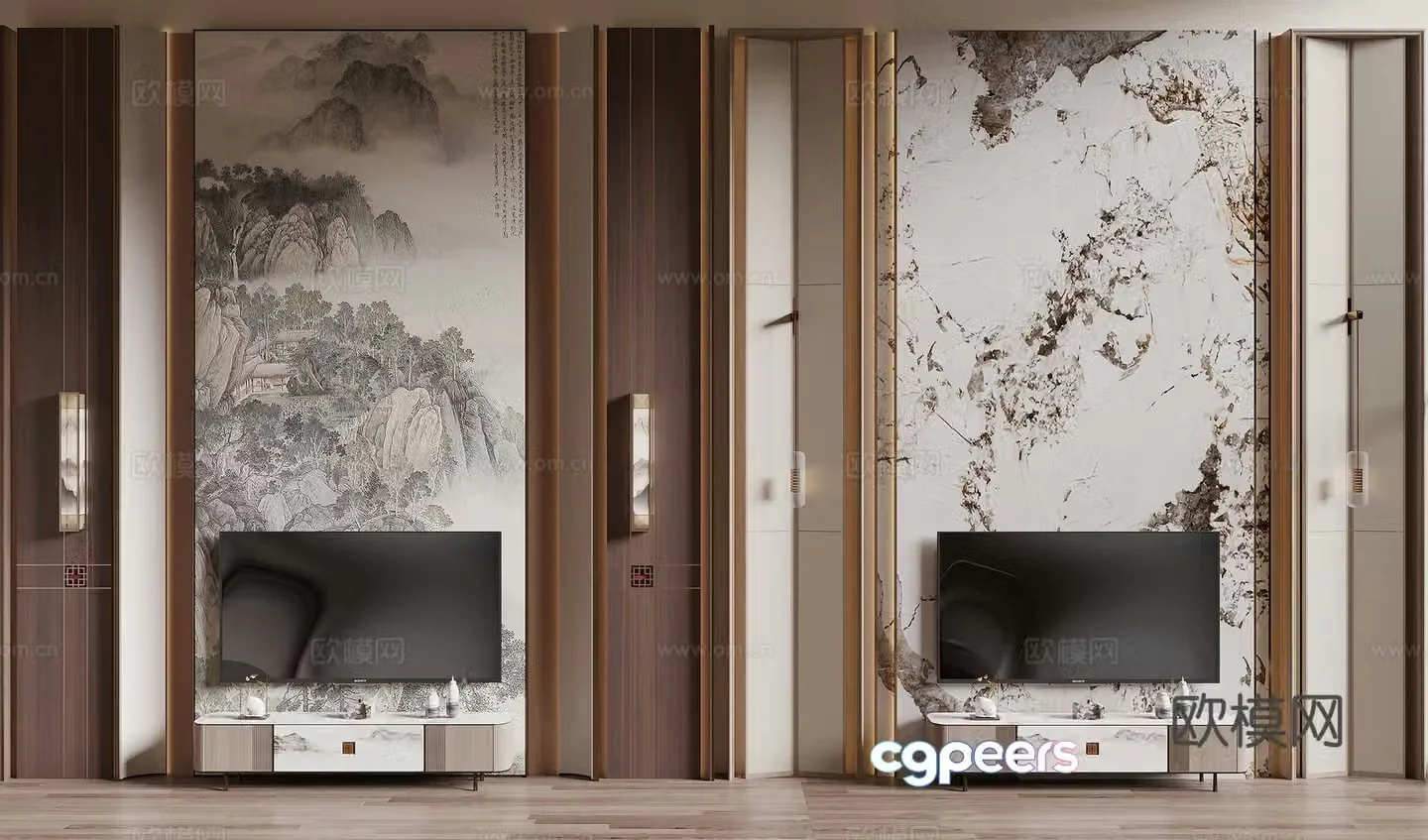 New Chinese TV background wall 3d model