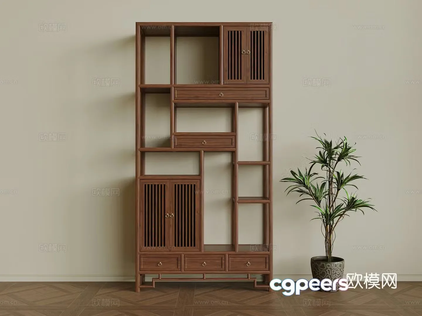 Middle-aged style shelf 3D model