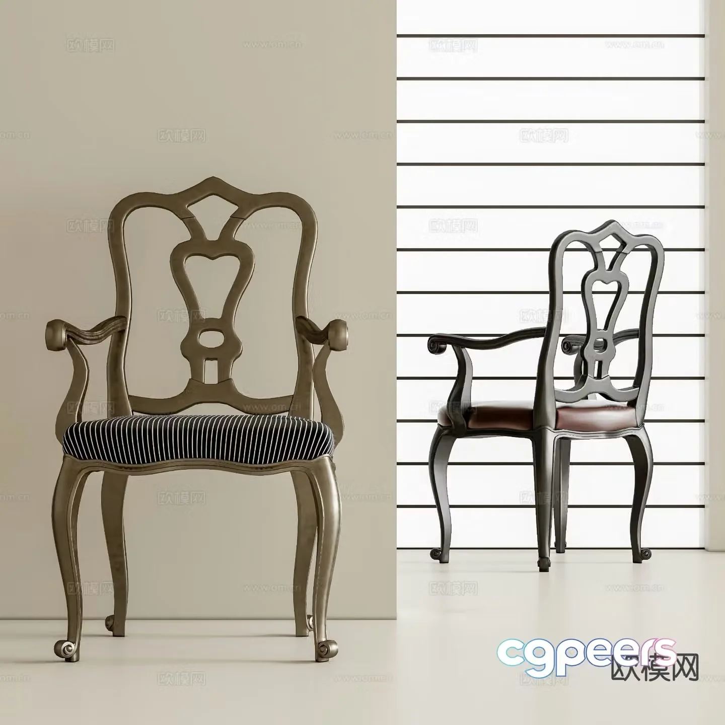European style chair dining chair 3d model