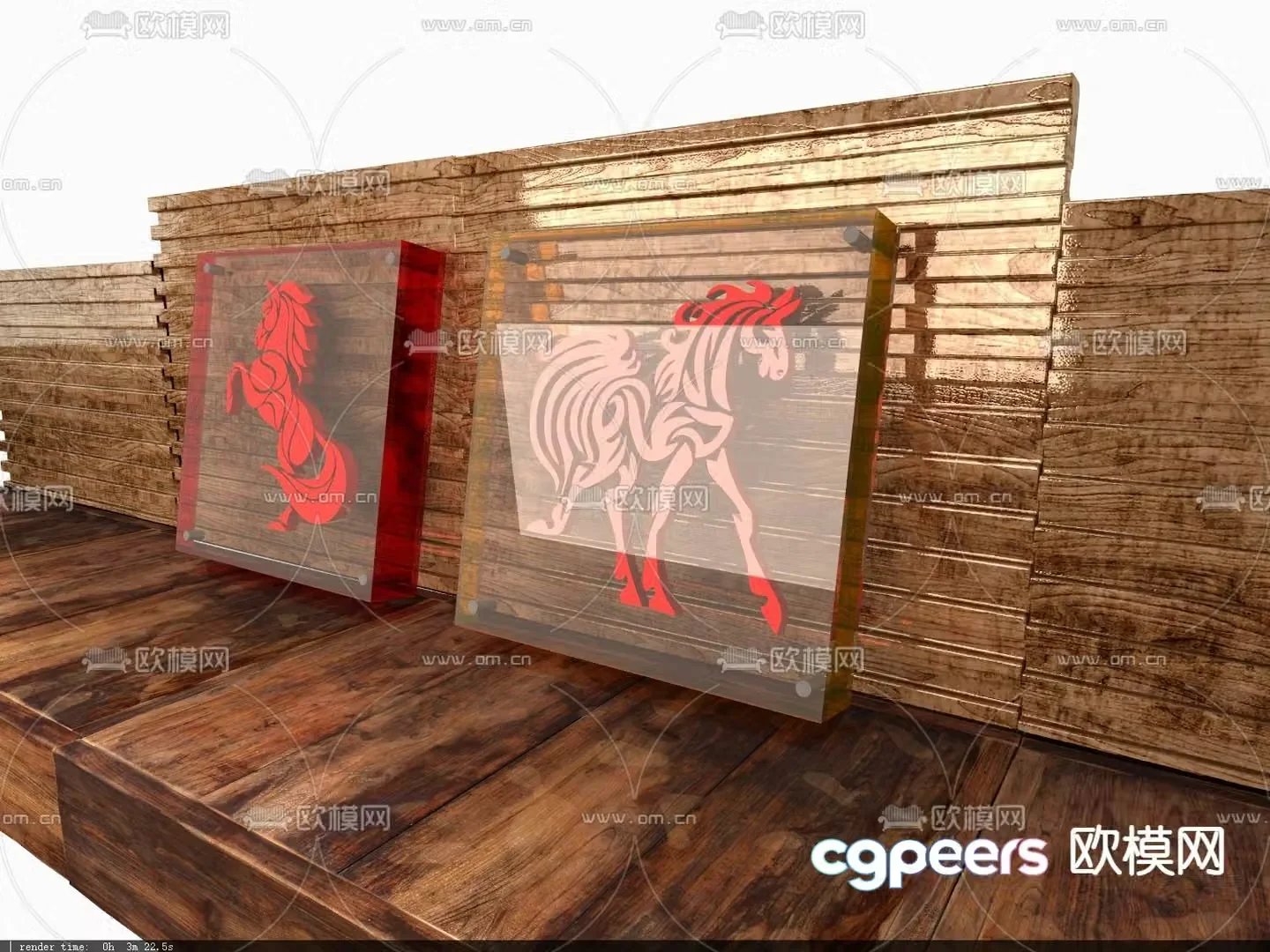 Acrylic three-dimensional drawing horse elements 3d model