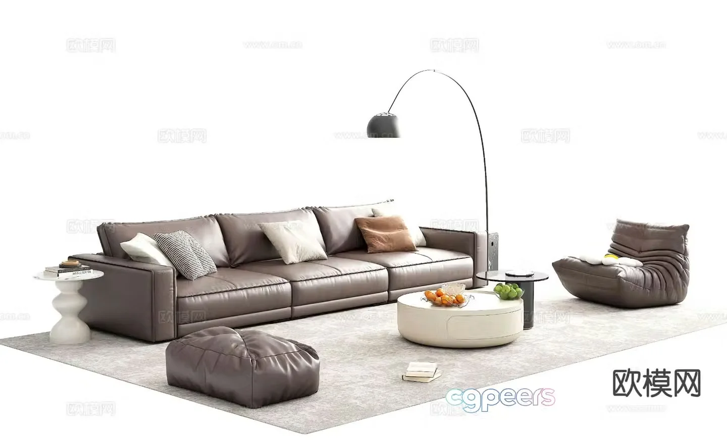 Modern sofa coffee table modular sofa 3d model