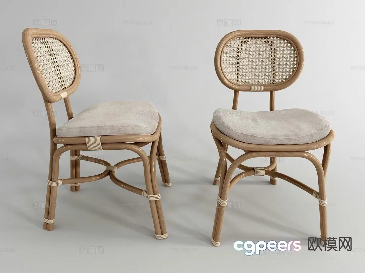 Wabi-sabi bamboo chair rattan chair outdoor chair 3D model