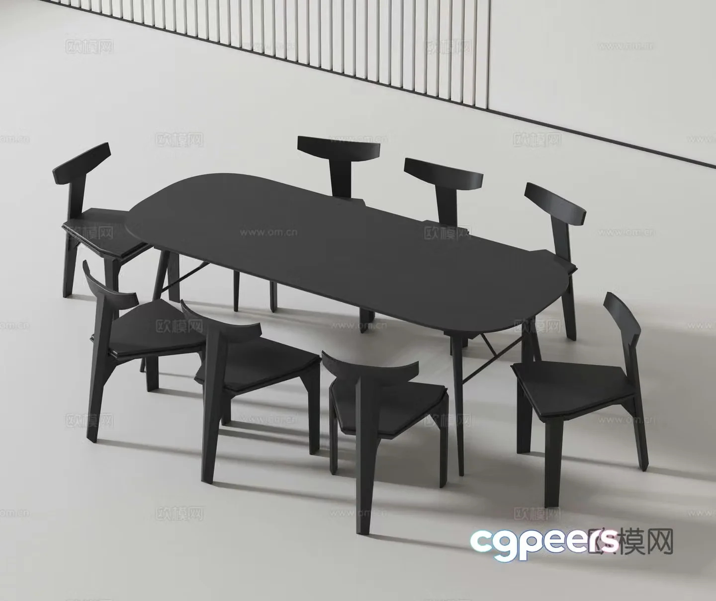 Modern dining table and chair 3d model
