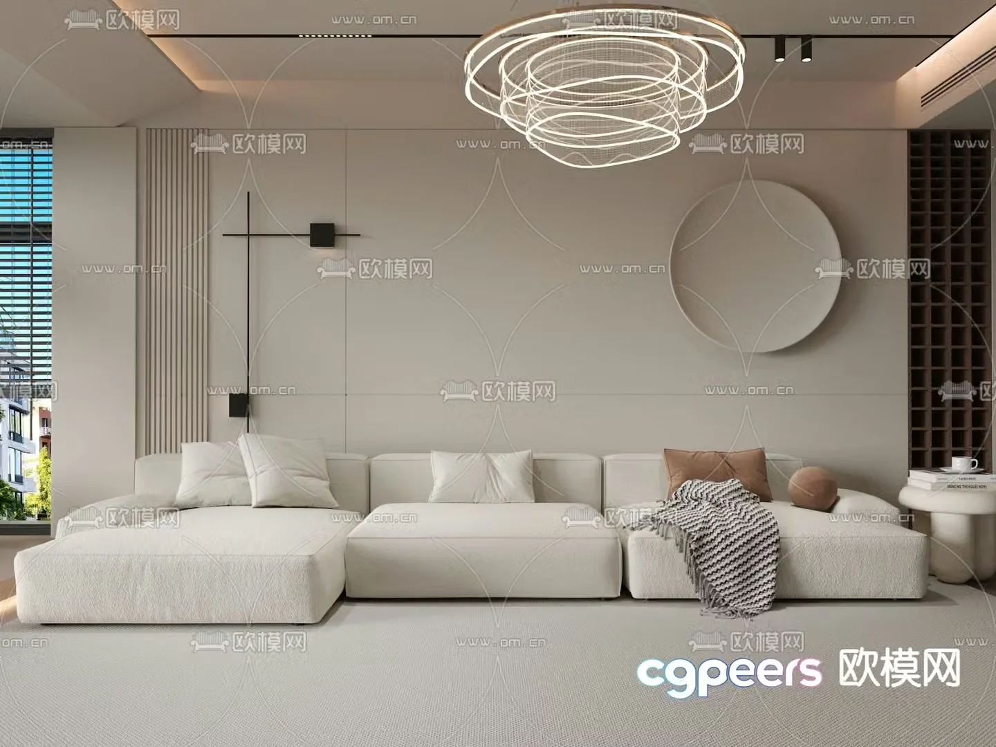 Modern three-person sofa 3d model