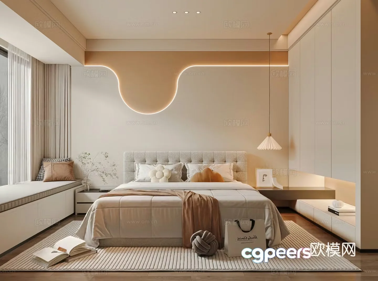 Creamy Bedroom Master Bedroom 3D Model