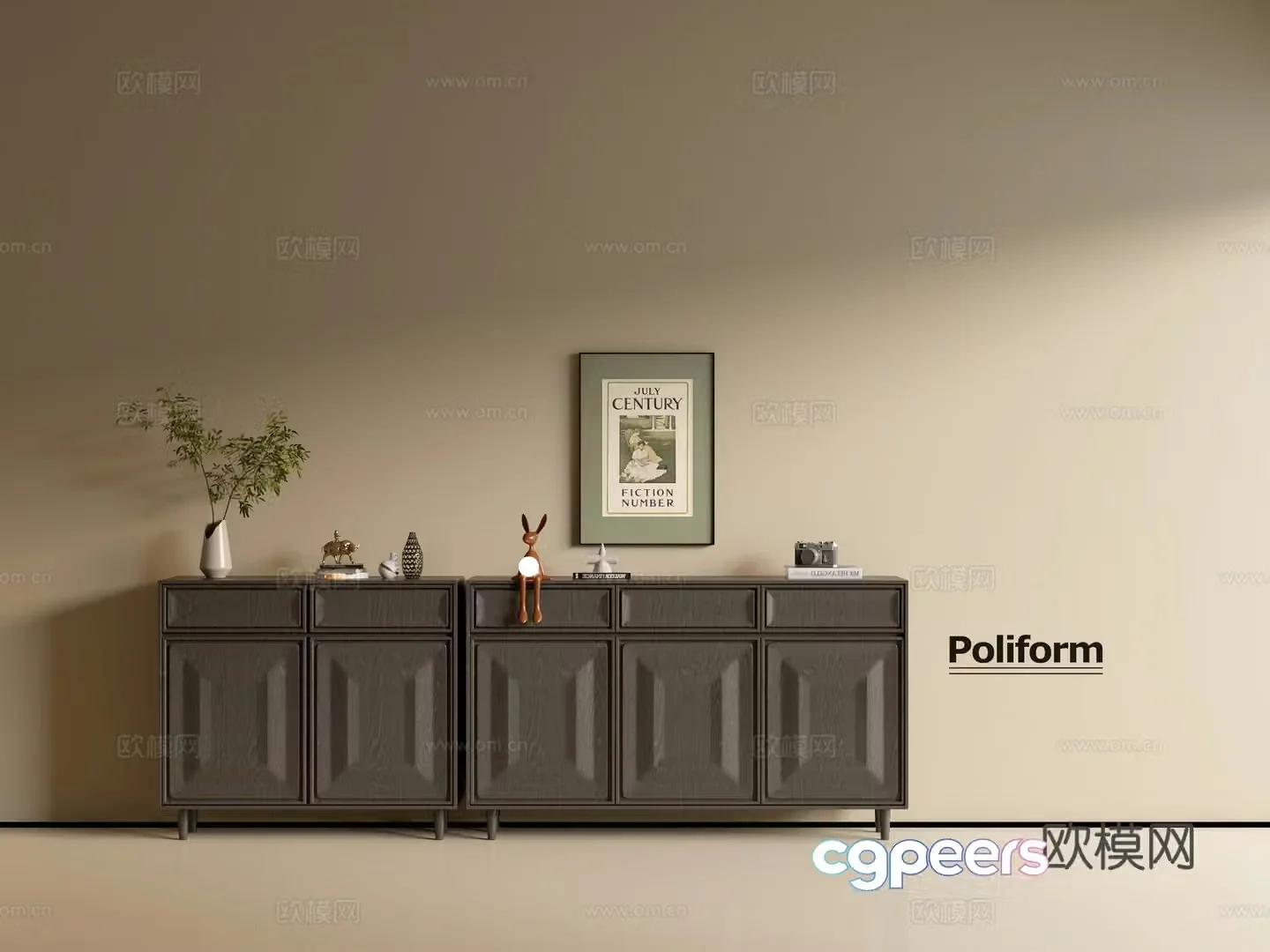 Modern black wood grain cabinet ins wind minimalist wind cabinet whole cabinet sideboard balcony cabinet 3d model