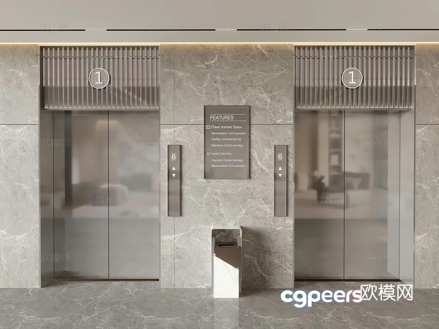 Hotel lift elevator office elevator hall button lobby stainless steel elevator 3D model