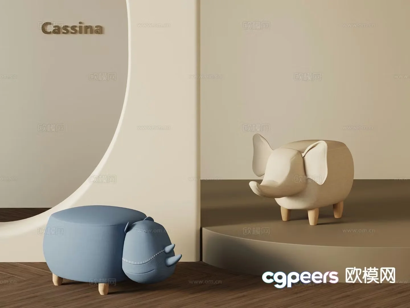 Modern children’s chair elephant chair stool 3d model