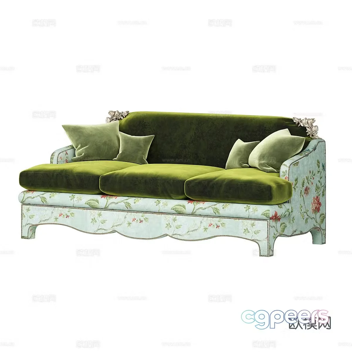 French three-person sofa 3d model