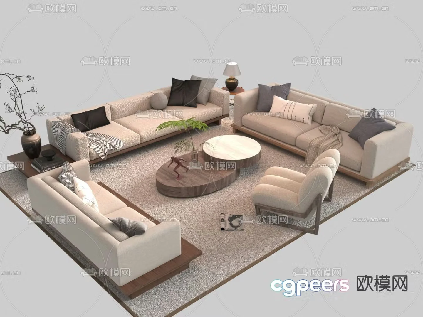 Medieval style modular sofa 3D model