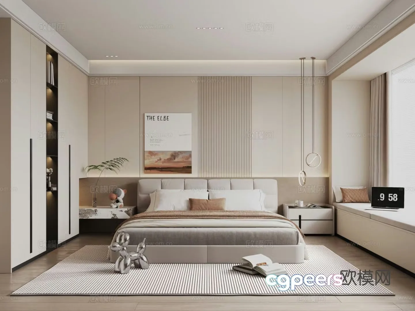 Modern minimalist bedroom 3d model