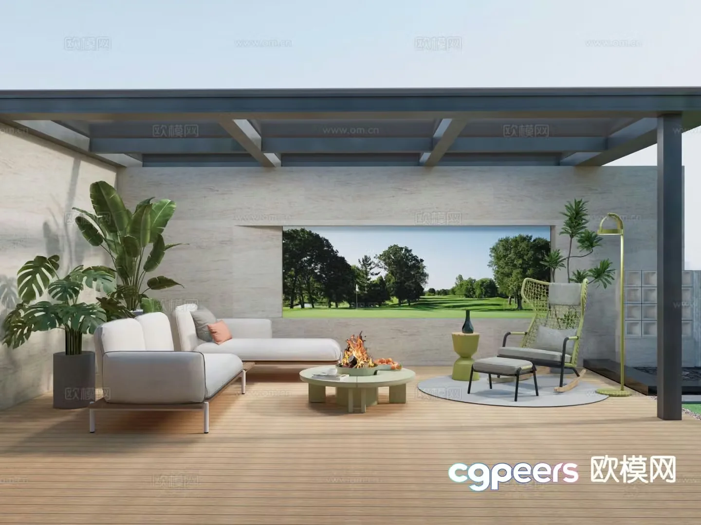 Modern courtyard landscape 3d model